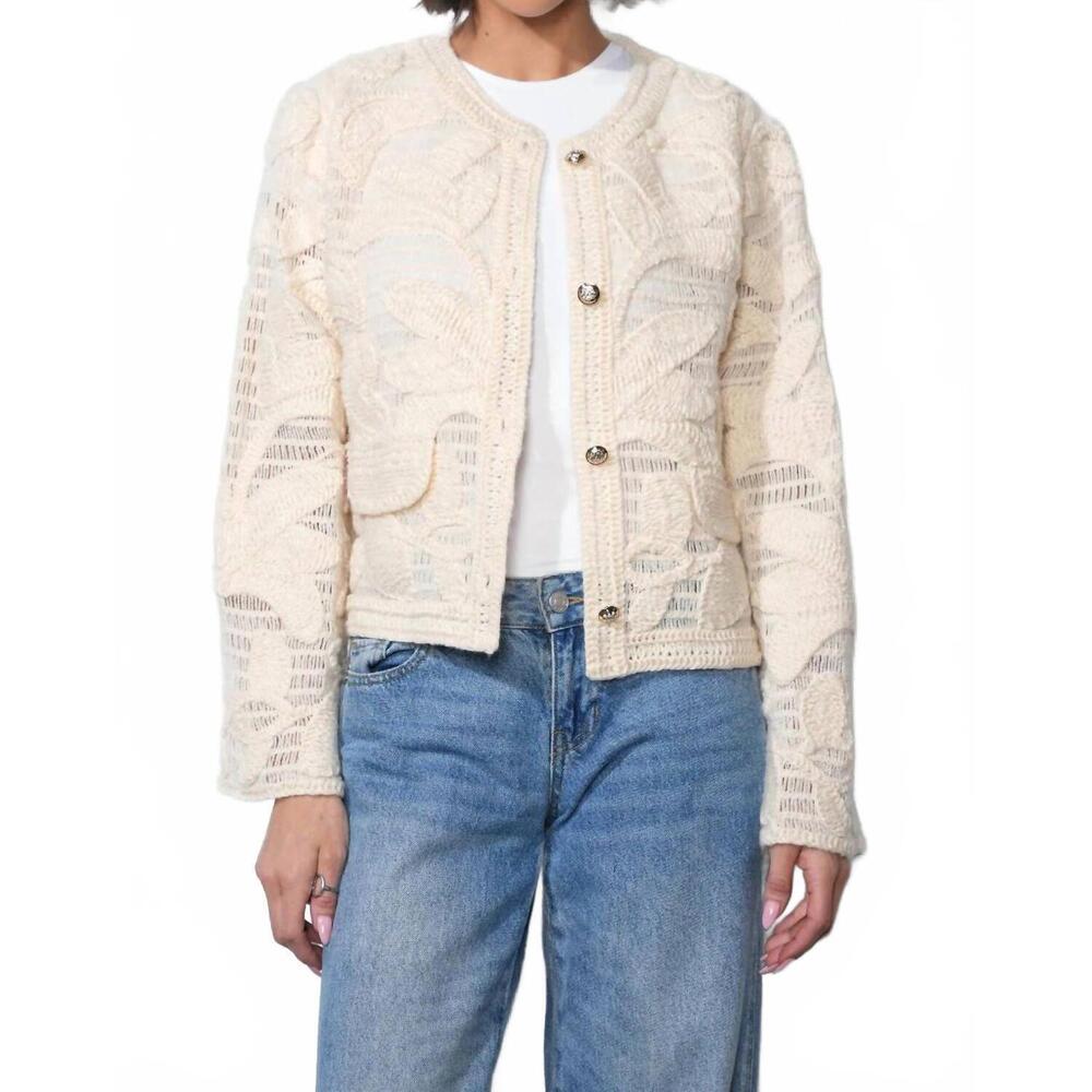 NEW GREYLIN sutton open crochet cardigan in cream